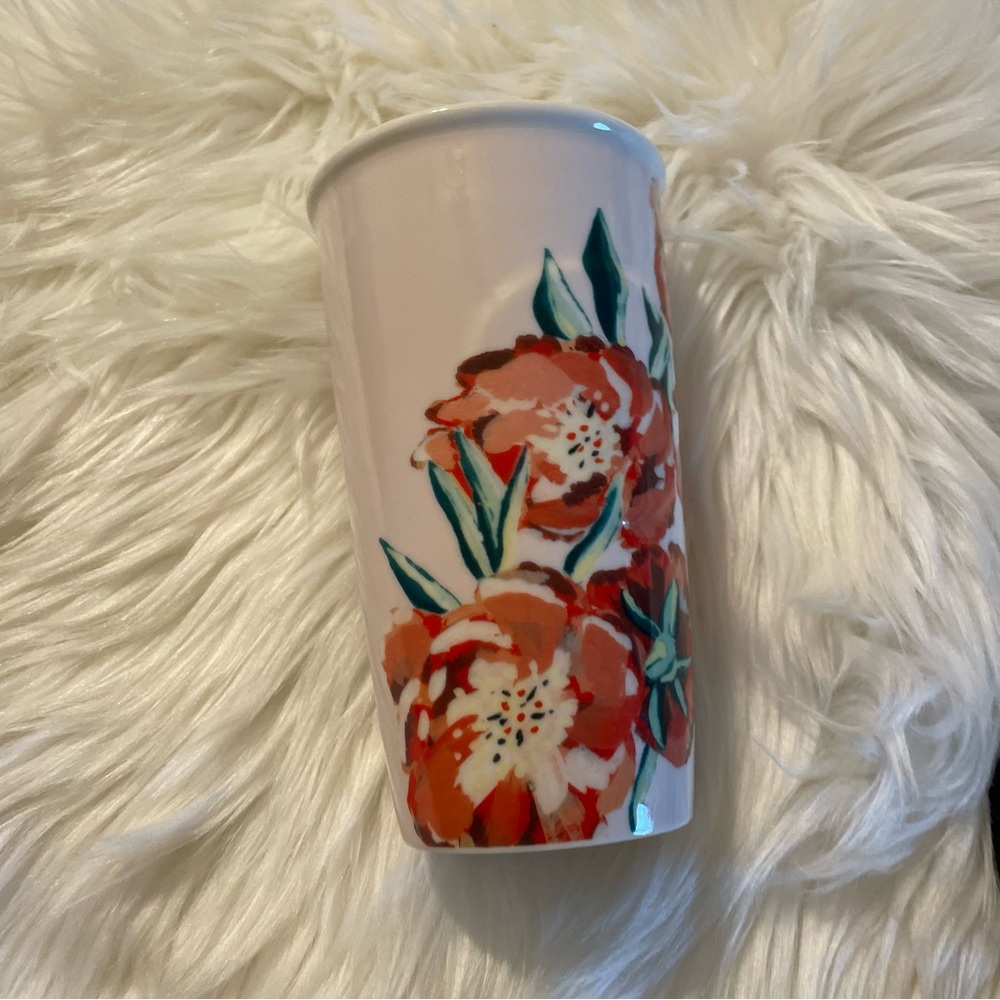 Starbucks Floral Ceramic Tumbler - Pink and Red GUC